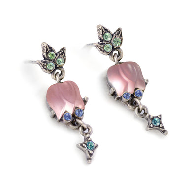 Vintage Satin Glass Tulip Earrings