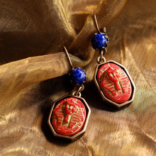 Load image into Gallery viewer, Art Deco EgyptianPharaoh Vintage Czech Glass Earrings E306