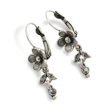 Silver Forget-me-not Flower Earrings E347 - Sweet Romance Wholesale