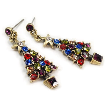 Jewel Tree Christmas Crystal Earrings