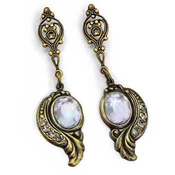 Victorian Curves and Crystal Earrings E416 - sweetromanceonlinejewelry