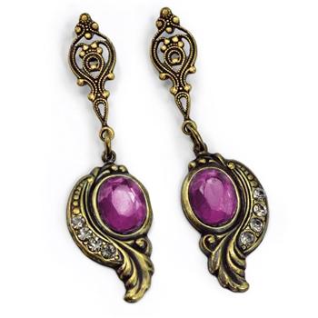 Victorian Curves and Crystal Earrings E416 - sweetromanceonlinejewelry