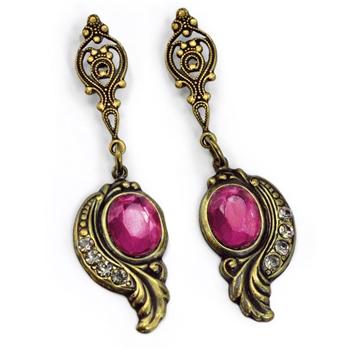 Victorian Curves and Crystal Earrings E416 - sweetromanceonlinejewelry