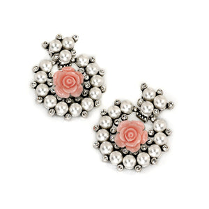 Pearls and Roses Statement Earrings E501-PR
