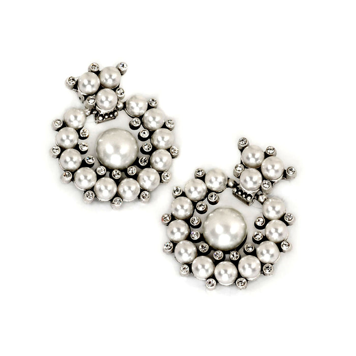 Pearls and Roses Statement Earrings E501-PR