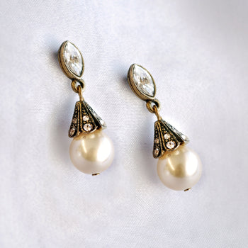 Art Deco Vintage Pearl Wedding Earrings