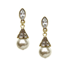 Load image into Gallery viewer, Art Deco Vintage Pearl Wedding Earrings E541-CU