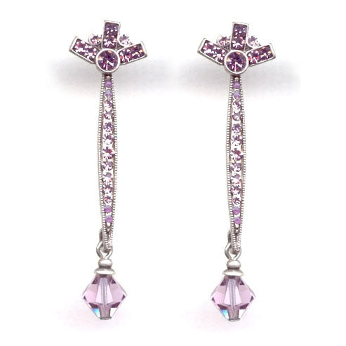 Long Jet Crystal and Bead Earrings E563-AM