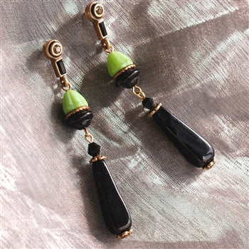 Green and Black Vintage Egyptian Earrings