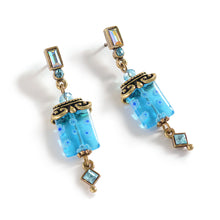Load image into Gallery viewer, Millefiori Glass Candy Square Deco Earrings E720