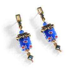 Load image into Gallery viewer, Millefiori Glass Candy Square Deco Earrings E720