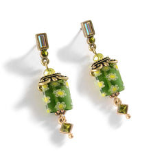 Load image into Gallery viewer, Millefiori Glass Candy Square Deco Earrings E720