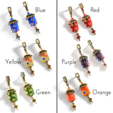 Load image into Gallery viewer, Millefiori Glass Candy Square Deco Earrings E720