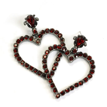 Crystal Outline Heart Earrings E736