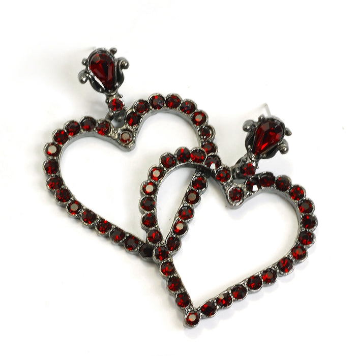 Crystal Outline Heart Earrings E736