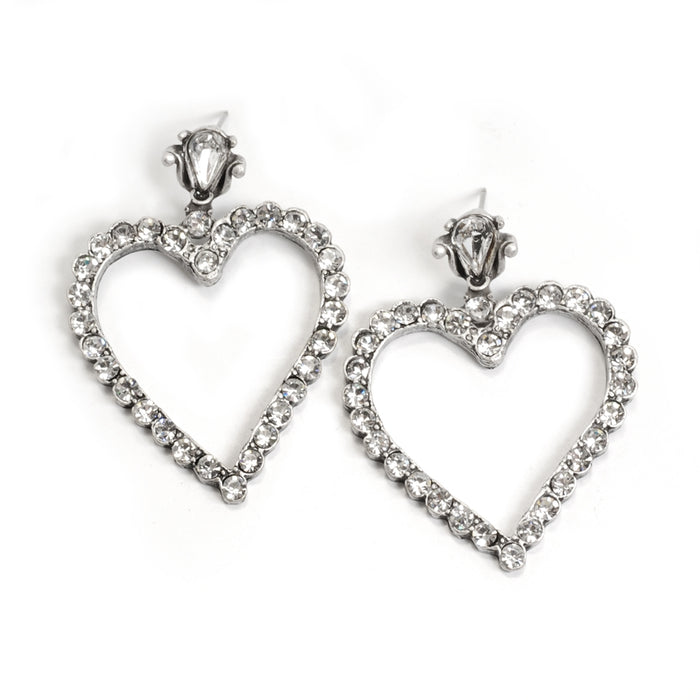 Crystal Outline Heart Earrings E736