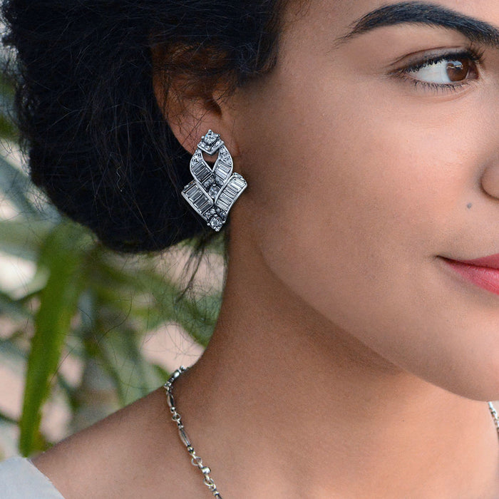 Art deco crystal earrings sale