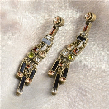 Art Deco Crystal Enamel Fringe Earrings