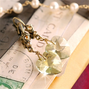 Faceted Vintage Crystal Heart Earrings E820