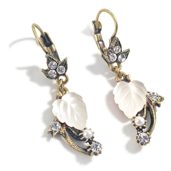 Satin Glass Leaves Earrings