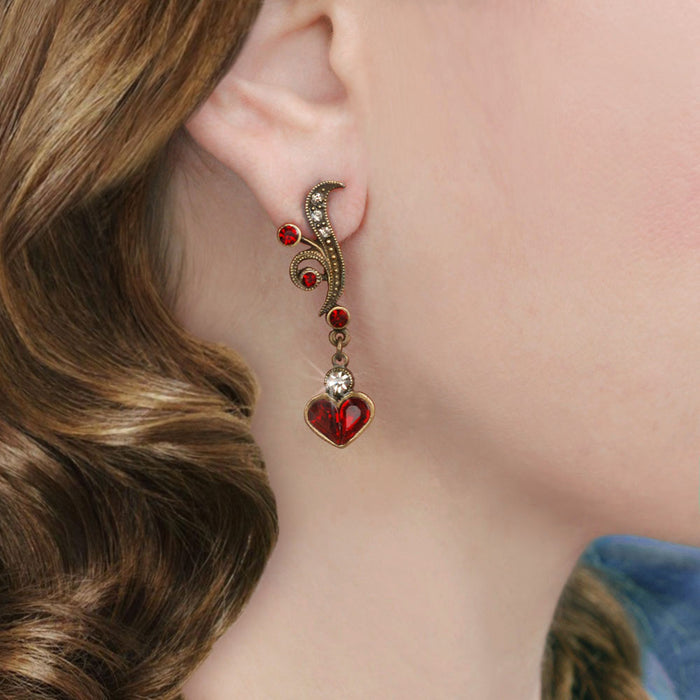 Vintage Garnet Heart Earrings E947