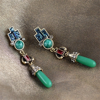 Art Deco Vintage Jade Glass Earrings E9522