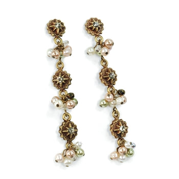 Crystal and Pearls Drop Earrings E982