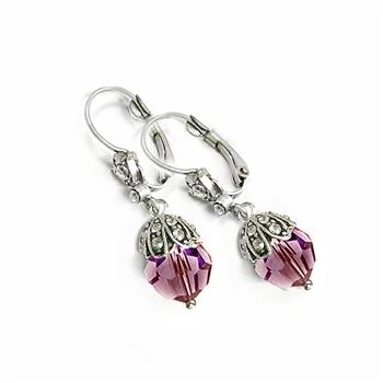 Art Deco Vintage Crystal Teardrop Earrings E988 - sweetromanceonlinejewelry