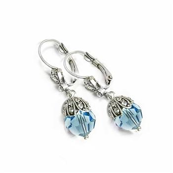 Art Deco Vintage Crystal Teardrop Earrings E988 - sweetromanceonlinejewelry