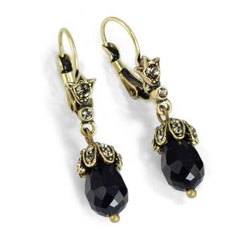 Art Deco Vintage Crystal Teardrop Earrings E988 - sweetromanceonlinejewelry