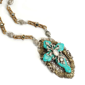 Victorian Turquoise Cross Necklace
