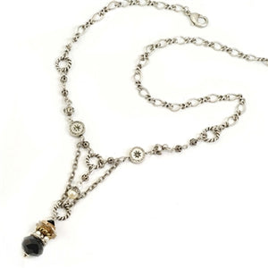 Crystal & Pearls Drop Necklace
