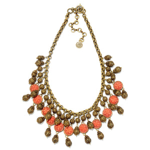 1940s Coral & Filigree Collar Necklace N1042