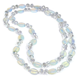 Opal Glass & Crystal Necklace