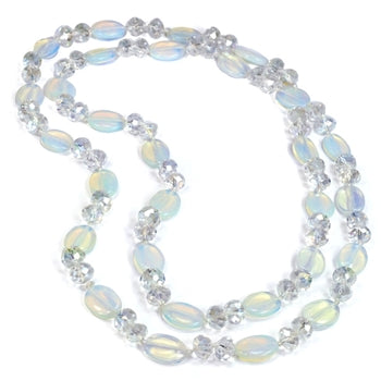 Opal Glass & Crystal Necklace