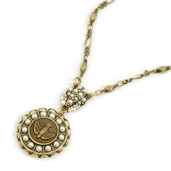 Holy Spirit Pearl Bird Coin Necklace