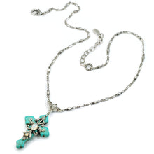 Load image into Gallery viewer, Turquoise Cross and Opal Stone Necklace