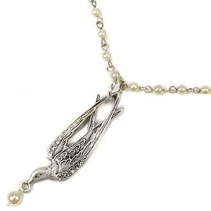 Swallow and Pearls Necklace N1077 - sweetromanceonlinejewelry