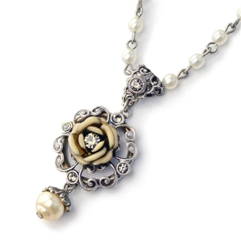 Ivory Tea Rose Necklace
