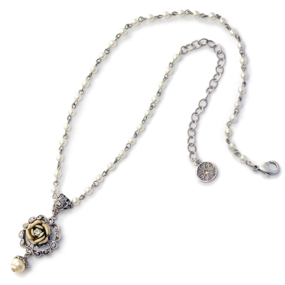 Ivory Tea Rose Necklace