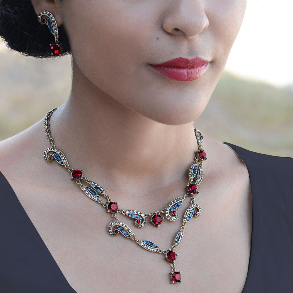 Red White & Blue Patriotic American Election Necklace, Bracelet and Earrings N1102