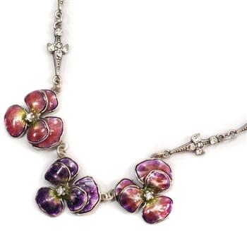 Enamel Pansies Necklace