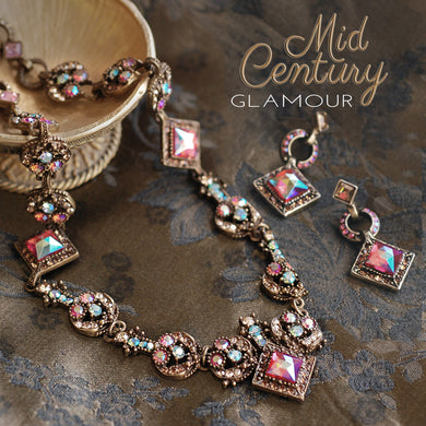 Vintage Midcentury Aurora Glamour Necklace in Bronze  N1156-PA