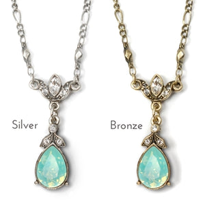 Crystal Pear Teardrop Necklace N1170 - sweetromanceonlinejewelry