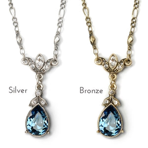 Crystal Pear Teardrop Necklace N1170 - sweetromanceonlinejewelry