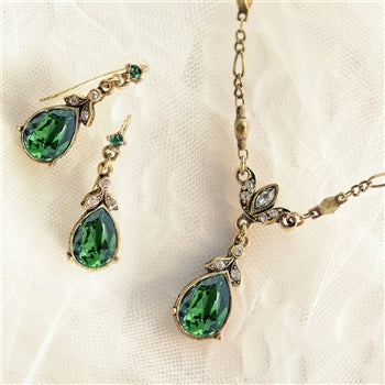 Crystal Pear Teardrop Necklace and Earring Set