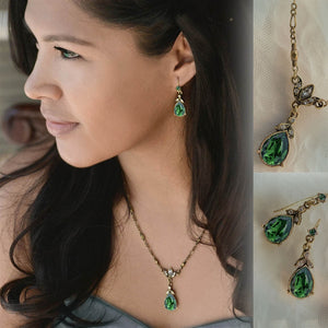 Crystal Pear Teardrop Necklace and Earring Set