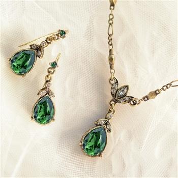Crystal Pear Teardrop Necklace and Earring Set N1170E1180SET - sweetromanceonlinejewelry