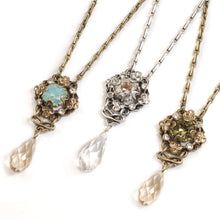 Load image into Gallery viewer, Square &amp; Teardrop Crystal Necklace