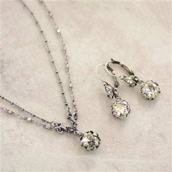 Cushion Cut Jewel Necklace and Earrings SET